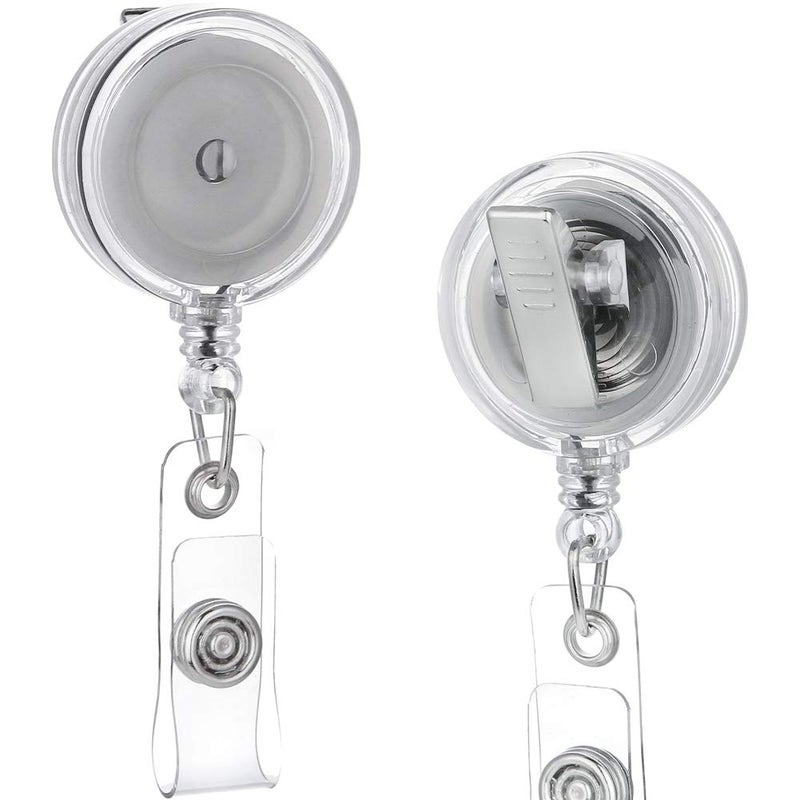 QREEL - 2 Pack - Retractable ID Name Badge Holder Reels with Swivel Alligator Clip (Translucent Clear) - Image 1